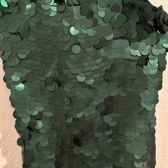 Green one-shoulder sequin dress Maeve by Anthropologie new w/tags sz1x plus - Picture 3 of 4